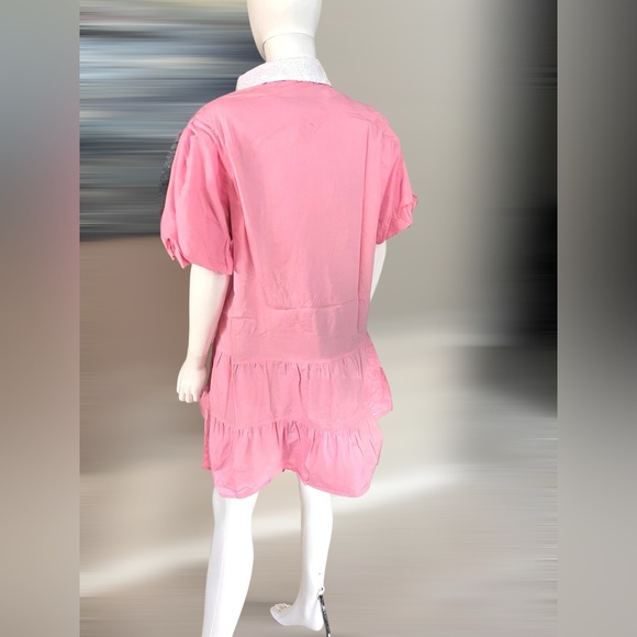 FANTASTIC FAWN pink puff sleeve patriotic dress S M L - Picture 8 of 11